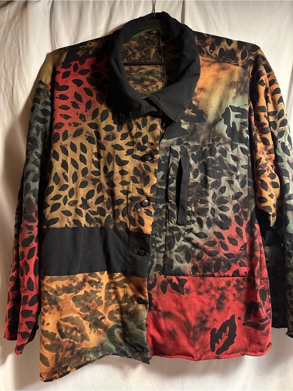 Winter Sun Mixed Print Patchwork Jacket Lagenlook Art to Wear Button Up Top